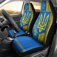Ukrainian Flag Colors Car Seat Cover with Trident Crest and Traditional Folk Pattern