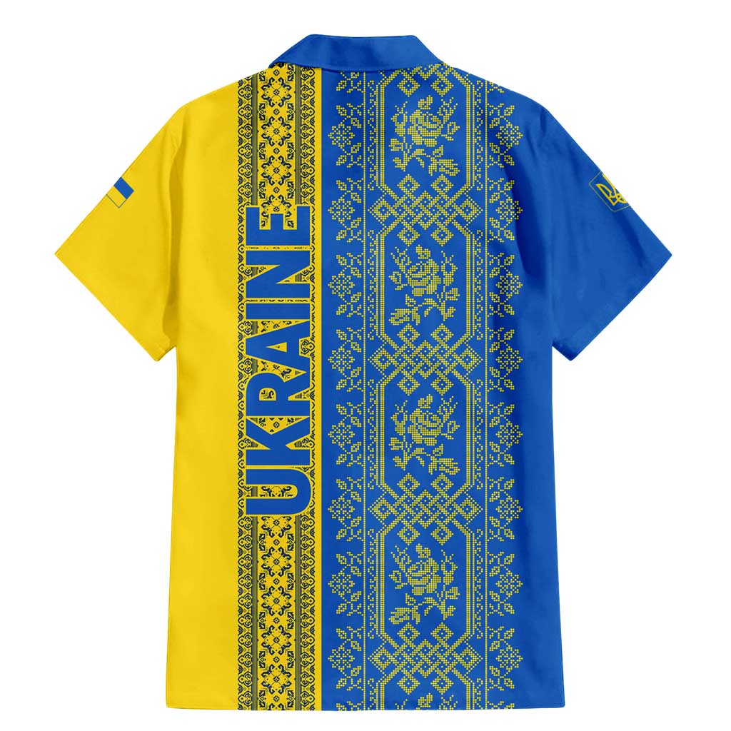 Ukrainian Flag Colors Family Matching Mermaid Dress and Hawaiian Shirt with Trident Crest and Traditional Folk Pattern