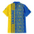 Ukrainian Flag Colors Family Matching Mermaid Dress and Hawaiian Shirt with Trident Crest and Traditional Folk Pattern