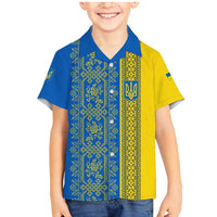 Ukrainian Flag Colors Family Matching Mermaid Dress and Hawaiian Shirt with Trident Crest and Traditional Folk Pattern