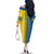 Ukrainian Flag Colors Family Matching Off The Shoulder Long Sleeve Dress and Hawaiian Shirt with Trident Crest and Traditional Folk Pattern