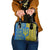 Ukrainian Flag Colors Shoulder Handbag with Trident Crest and Traditional Folk Pattern