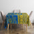 Ukrainian Flag Colors Tablecloth with Trident Crest and Traditional Folk Pattern
