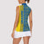 Ukrainian Flag Colors Women Sleeveless Polo Shirt with Trident Crest and Traditional Folk Pattern