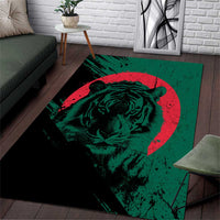 Bangladesh Bengal Tiger Area Rug with National Flag and Emblem Design
