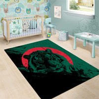 Bangladesh Bengal Tiger Area Rug with National Flag and Emblem Design