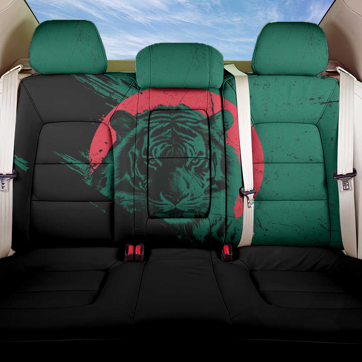 Bangladesh Bengal Tiger Back Car Seat Cover with National Flag and Emblem Design