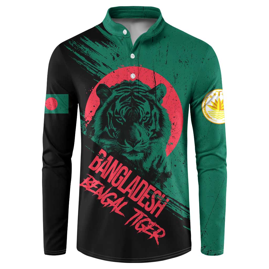 Bangladesh Bengal Tiger Button Sweatshirt with National Flag and Emblem Design