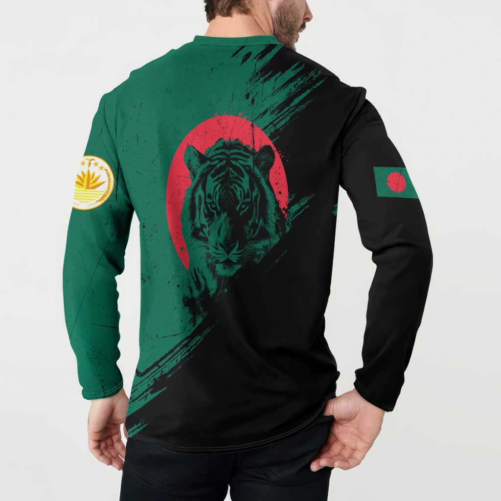 Bangladesh Bengal Tiger Button Sweatshirt with National Flag and Emblem Design
