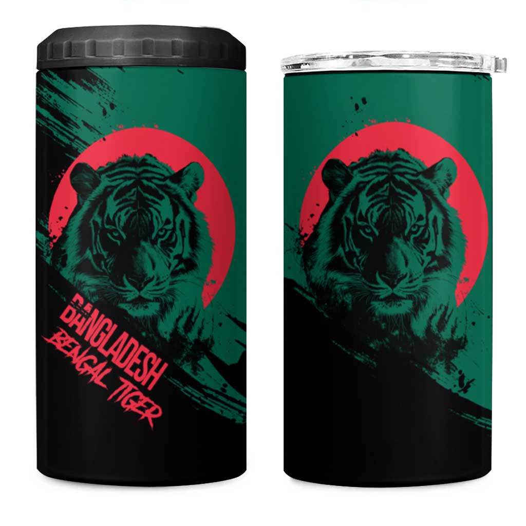 Bangladesh Bengal Tiger 4 in 1 Can Cooler Tumbler with National Flag and Emblem Design