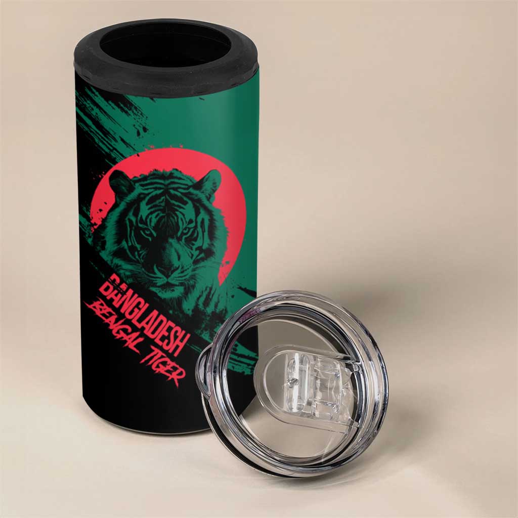 Bangladesh Bengal Tiger 4 in 1 Can Cooler Tumbler with National Flag and Emblem Design
