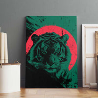 Bangladesh Bengal Tiger Canvas Wall Art with National Flag and Emblem Design