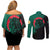 Bangladesh Bengal Tiger Couples Matching Off Shoulder Short Dress and Long Sleeve Button Shirt with National Flag and Emblem Design