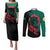 Bangladesh Bengal Tiger Couples Matching Puletasi and Long Sleeve Button Shirt with National Flag and Emblem Design