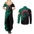 Bangladesh Bengal Tiger Couples Matching Summer Maxi Dress and Long Sleeve Button Shirt with National Flag and Emblem Design
