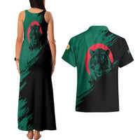 Bangladesh Bengal Tiger Couples Matching Tank Maxi Dress and Hawaiian Shirt with National Flag and Emblem Design