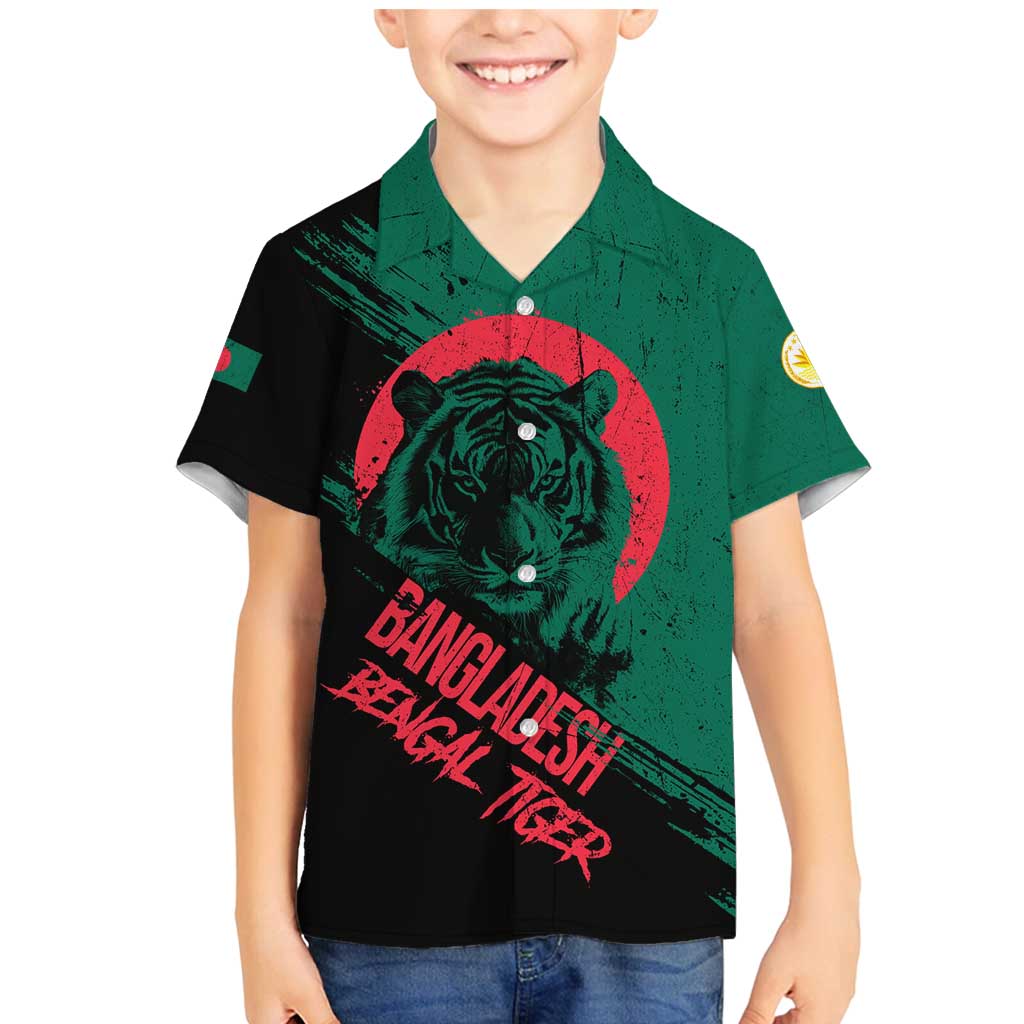 Bangladesh Bengal Tiger Family Matching Mermaid Dress and Hawaiian Shirt with National Flag and Emblem Design