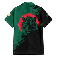 Bangladesh Bengal Tiger Family Matching Off The Shoulder Long Sleeve Dress and Hawaiian Shirt with National Flag and Emblem Design