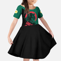 Bangladesh Bengal Tiger Family Matching Off Shoulder Maxi Dress and Hawaiian Shirt with National Flag and Emblem Design