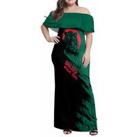 Bangladesh Bengal Tiger Family Matching Off Shoulder Maxi Dress and Hawaiian Shirt with National Flag and Emblem Design