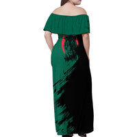 Bangladesh Bengal Tiger Family Matching Off Shoulder Maxi Dress and Hawaiian Shirt with National Flag and Emblem Design