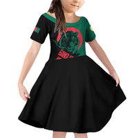 Bangladesh Bengal Tiger Family Matching Off Shoulder Short Dress and Hawaiian Shirt with National Flag and Emblem Design