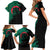 Bangladesh Bengal Tiger Family Matching Short Sleeve Bodycon Dress and Hawaiian Shirt with National Flag and Emblem Design