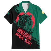 Bangladesh Bengal Tiger Family Matching Short Sleeve Bodycon Dress and Hawaiian Shirt with National Flag and Emblem Design
