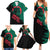 Bangladesh Bengal Tiger Family Matching Summer Maxi Dress and Hawaiian Shirt with National Flag and Emblem Design