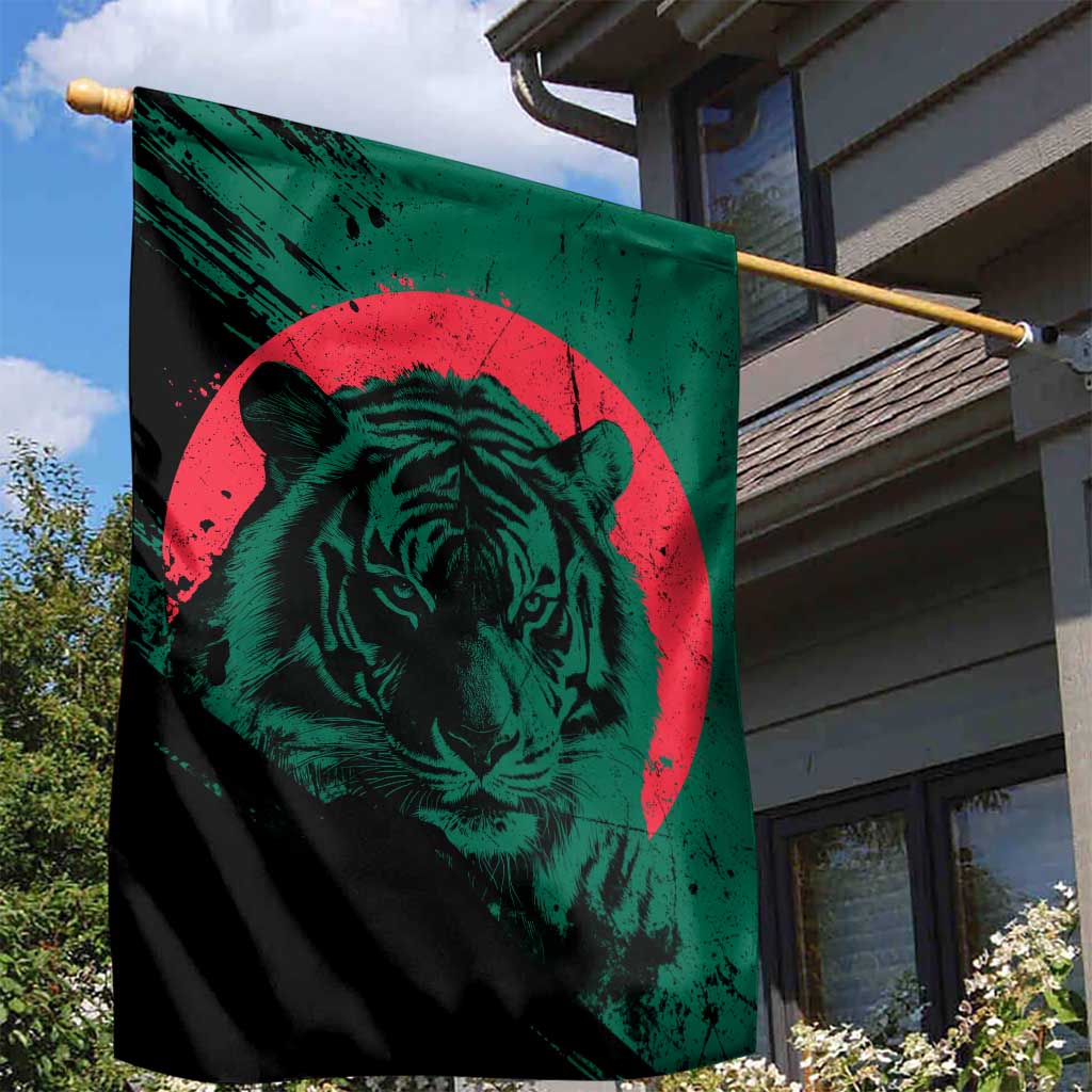Bangladesh Bengal Tiger Garden Flag with National Flag and Emblem Design