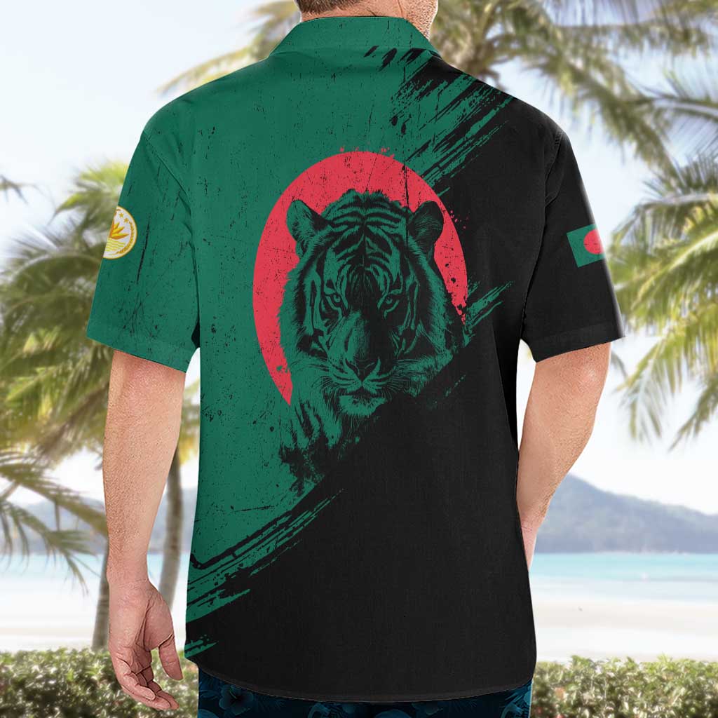 Bangladesh Bengal Tiger Hawaiian Shirt with National Flag and Emblem Design