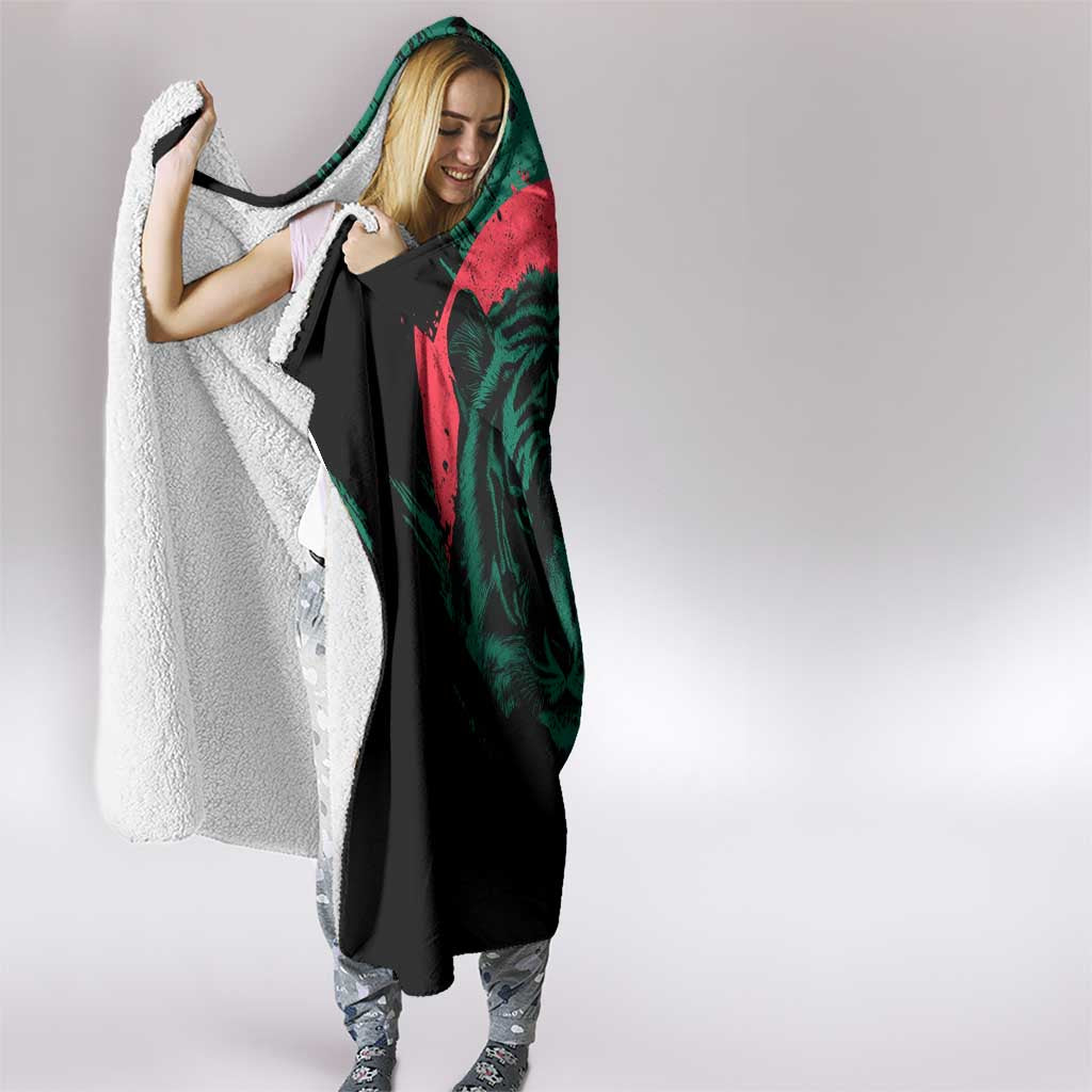 Bangladesh Bengal Tiger Hooded Blanket with National Flag and Emblem Design