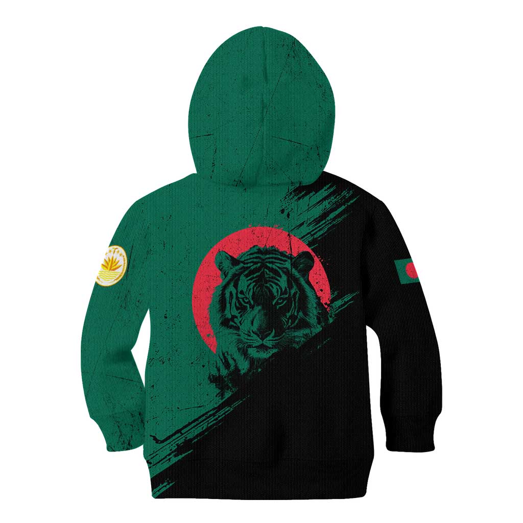 Bangladesh Bengal Tiger Kid Hoodie with National Flag and Emblem Design