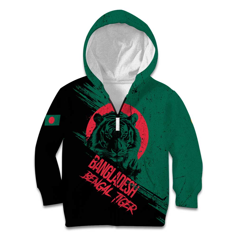 Bangladesh Bengal Tiger Kid Hoodie with National Flag and Emblem Design