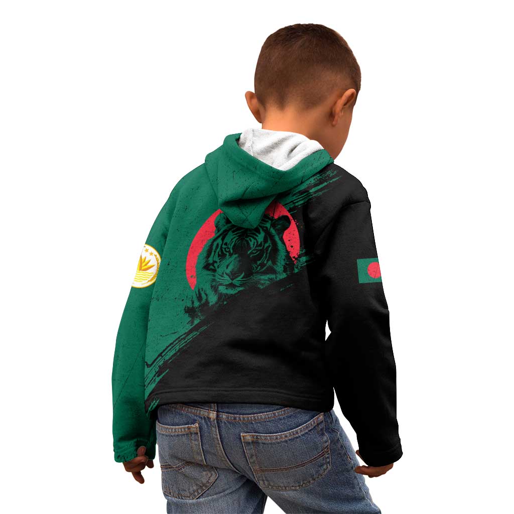 Bangladesh Bengal Tiger Kid Hoodie with National Flag and Emblem Design