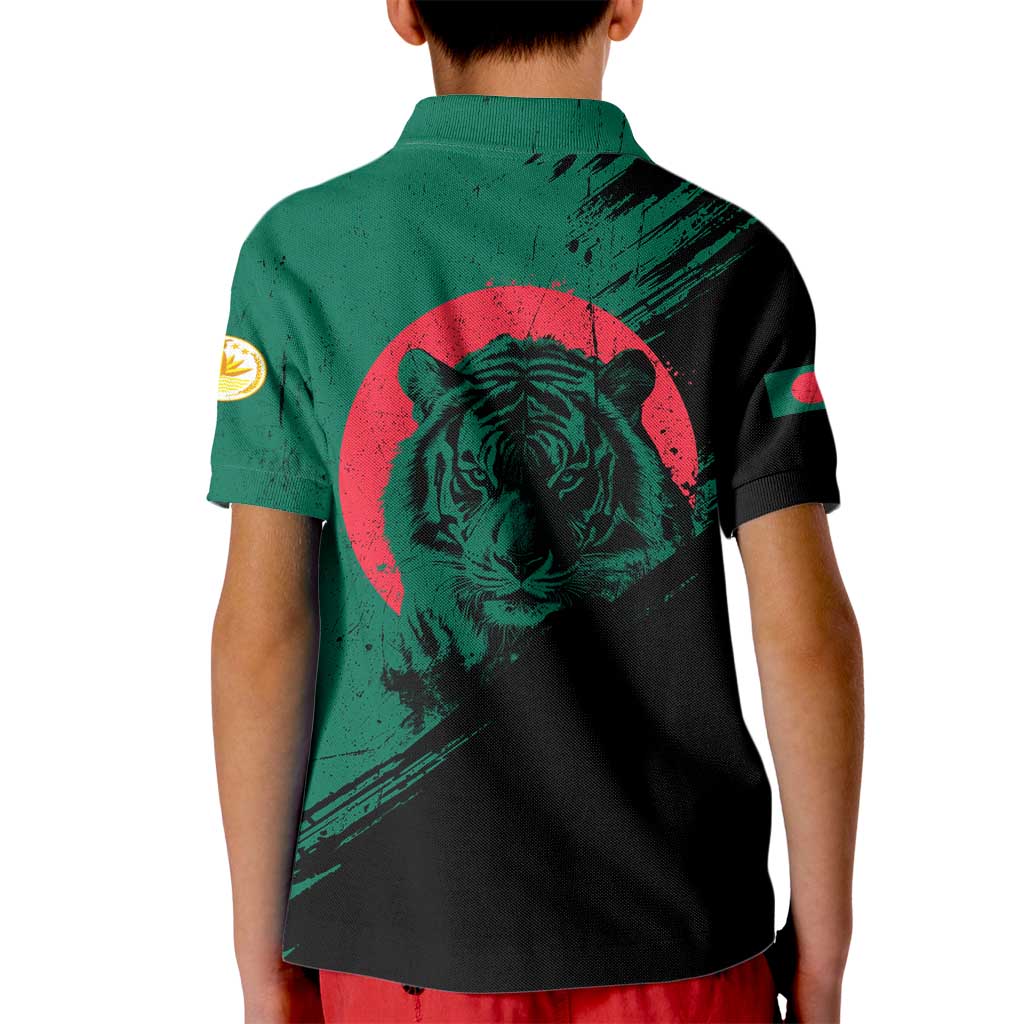Bangladesh Bengal Tiger Kid Polo Shirt with National Flag and Emblem Design