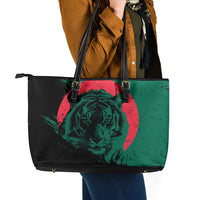 Bangladesh Bengal Tiger Leather Tote Bag with National Flag and Emblem Design