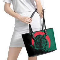 Bangladesh Bengal Tiger Leather Tote Bag with National Flag and Emblem Design