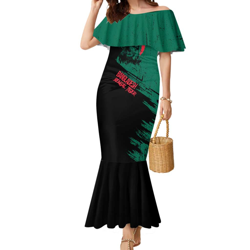 Bangladesh Bengal Tiger Mermaid Dress with National Flag and Emblem Design