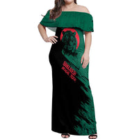 Bangladesh Bengal Tiger Off Shoulder Maxi Dress with National Flag and Emblem Design