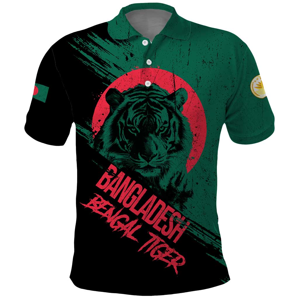 Bangladesh Bengal Tiger Polo Shirt with National Flag and Emblem Design