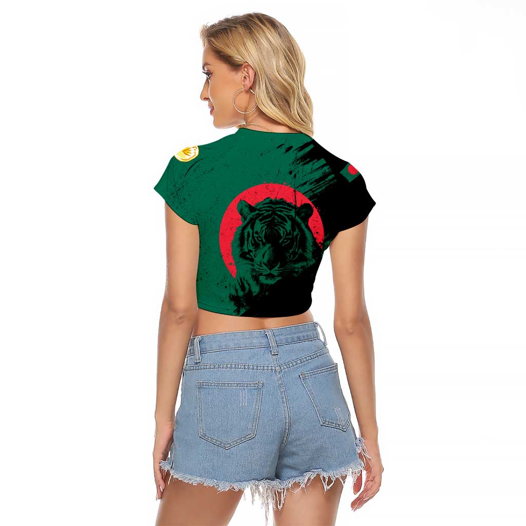 Bangladesh Bengal Tiger Raglan Cropped T Shirt with National Flag and Emblem Design