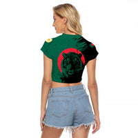 Bangladesh Bengal Tiger Raglan Cropped T Shirt with National Flag and Emblem Design