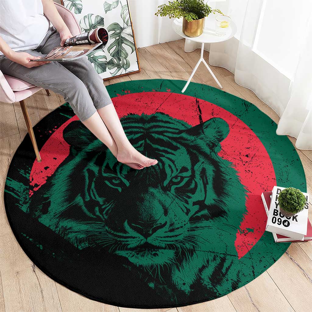 Bangladesh Bengal Tiger Round Carpet with National Flag and Emblem Design