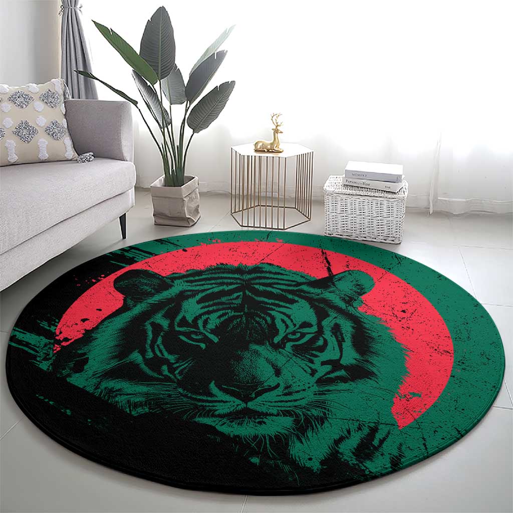 Bangladesh Bengal Tiger Round Carpet with National Flag and Emblem Design