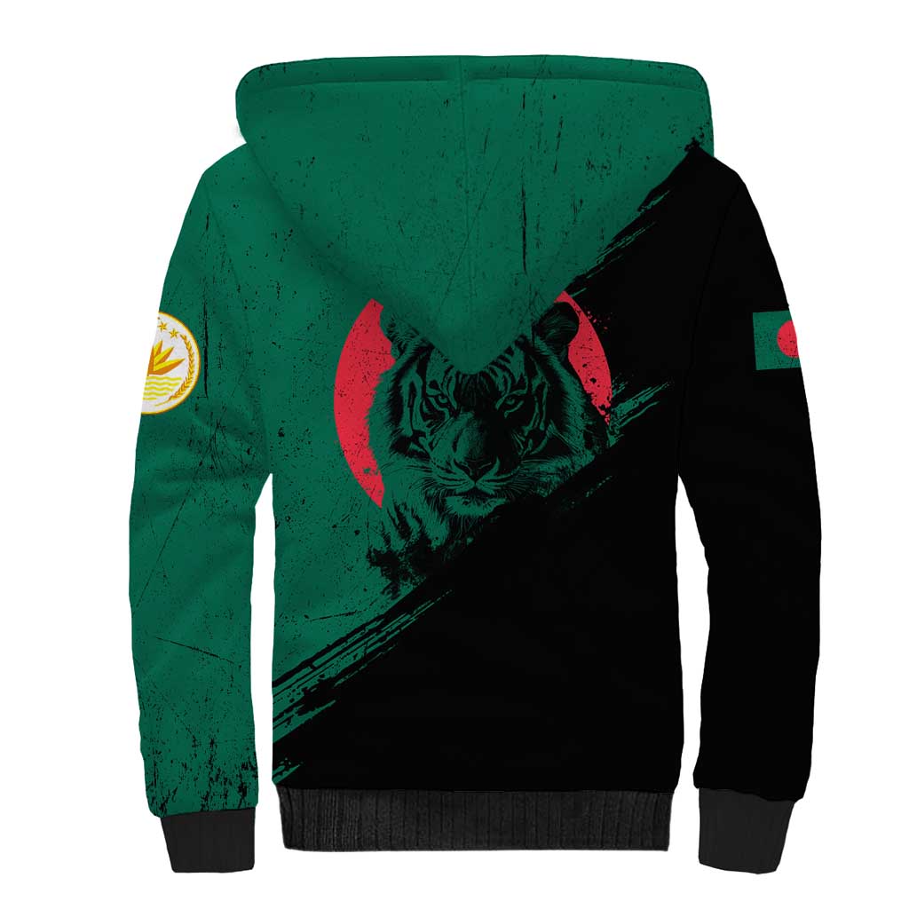 Bangladesh Bengal Tiger Sherpa Hoodie with National Flag and Emblem Design