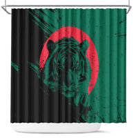 Bangladesh Bengal Tiger Shower Curtain with National Flag and Emblem Design