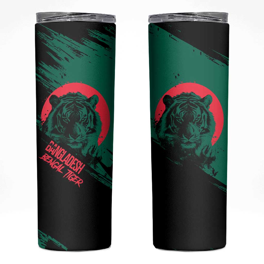 Bangladesh Bengal Tiger Skinny Tumbler with National Flag and Emblem Design