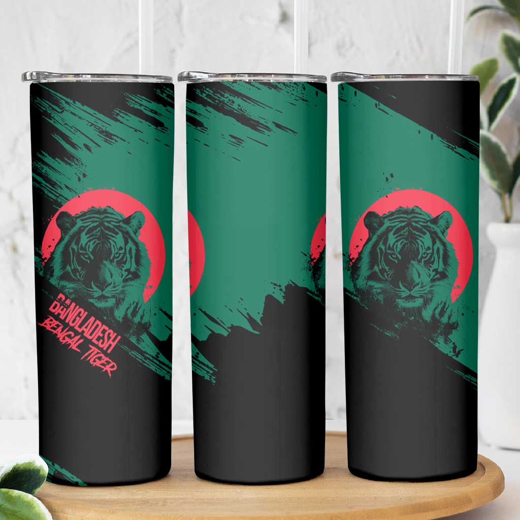 Bangladesh Bengal Tiger Skinny Tumbler with National Flag and Emblem Design