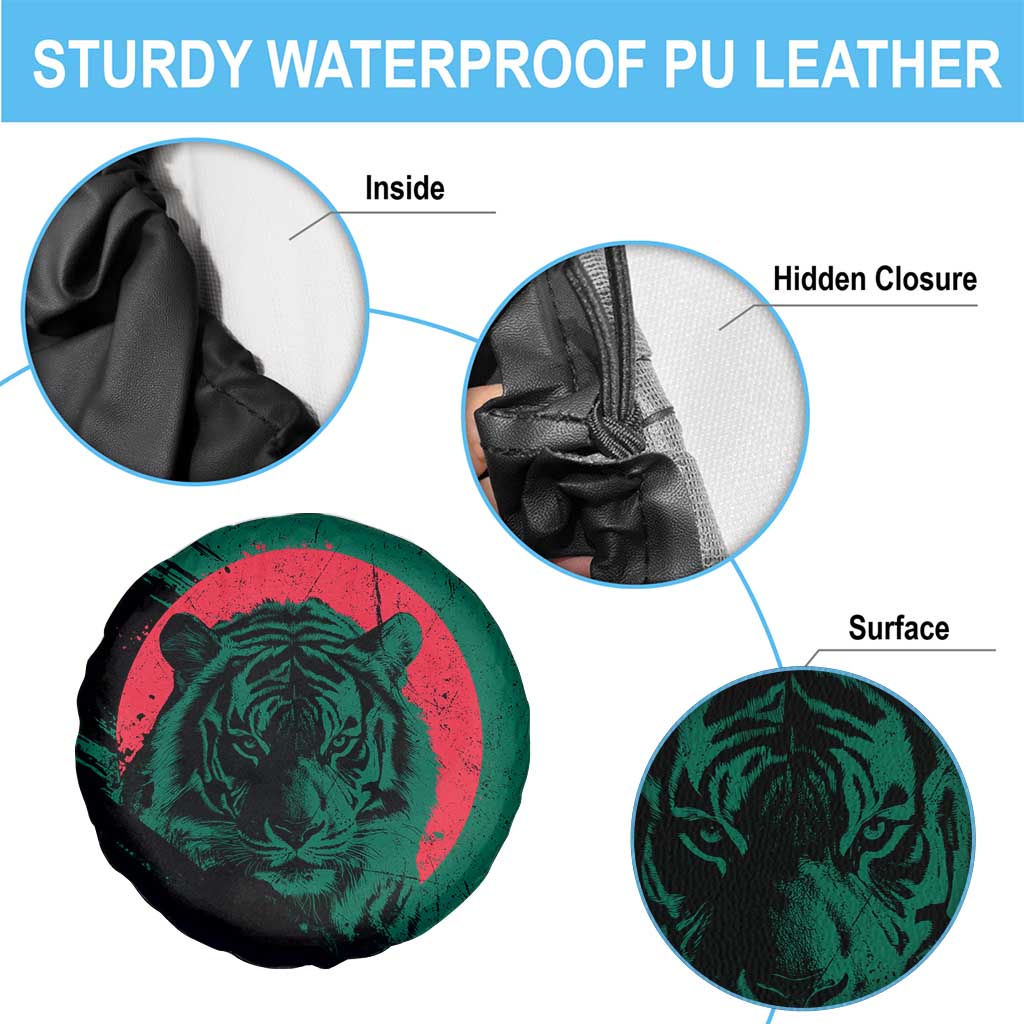 Bangladesh Bengal Tiger Spare Tire Cover with National Flag and Emblem Design